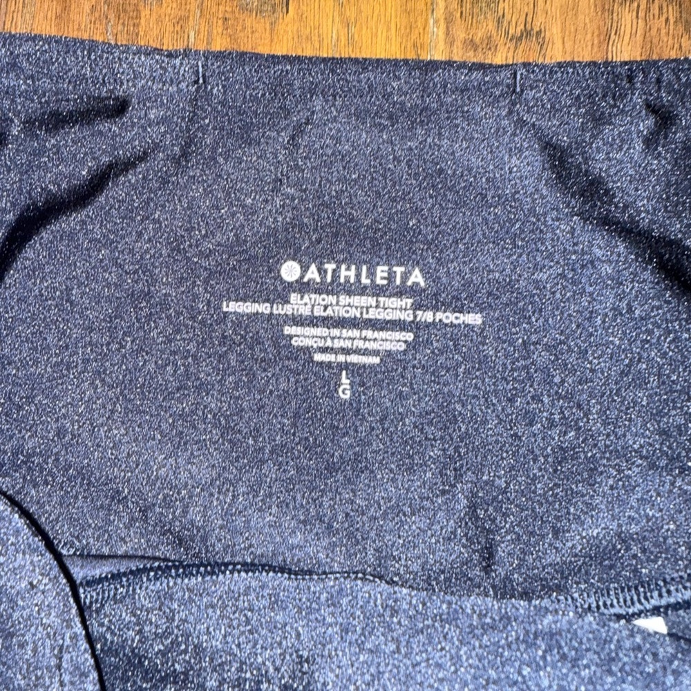 NWT Athleta Navy Elation Sheen Tight Leggings size large - Picture 4 of 7